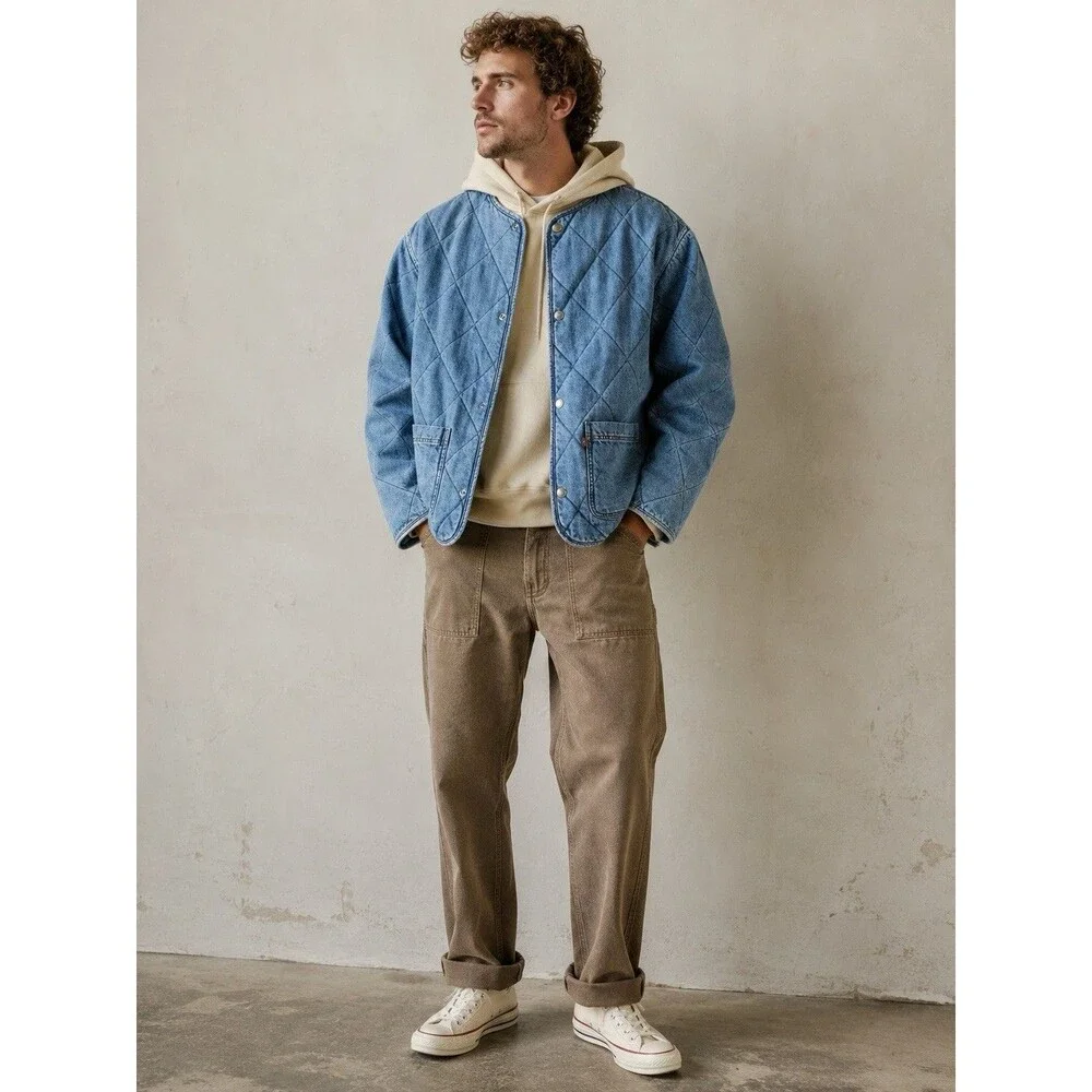 Levis NWT Lodi Liner Reversible Blanket Lined Chore Denim Coat Quilted M